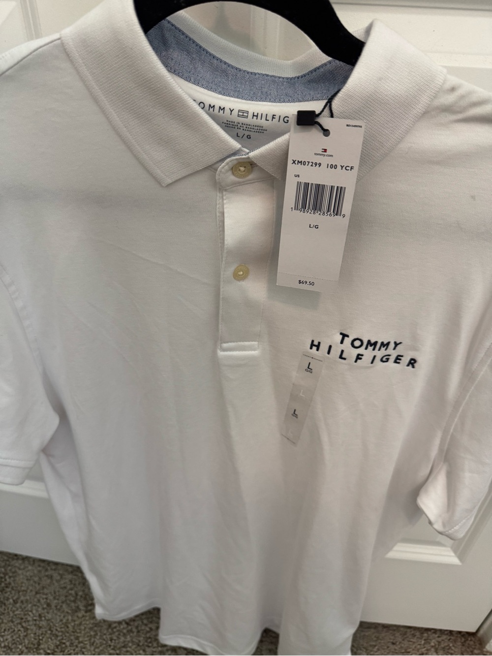Tommy Hilfiger White Polo with Navy Logo